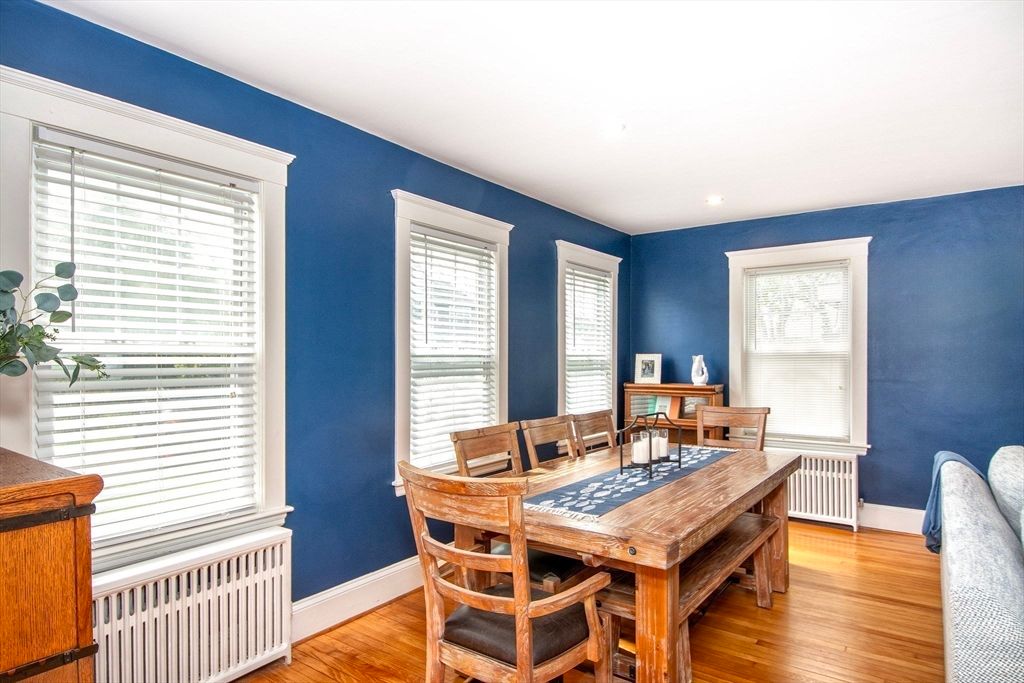 Dining room, Interior, Recessed Lighting, Wood Texture Flooring