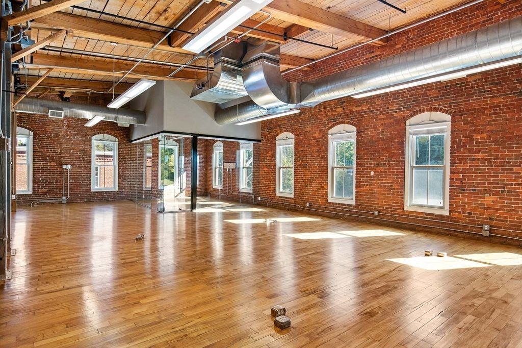 Empty room, Interior, Stone Walls, Wooden Beams, Wood Texture Flooring