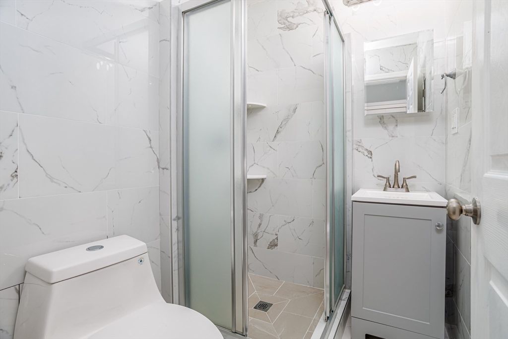 Bathroom, Glass Shower, Interior, Marble Walls