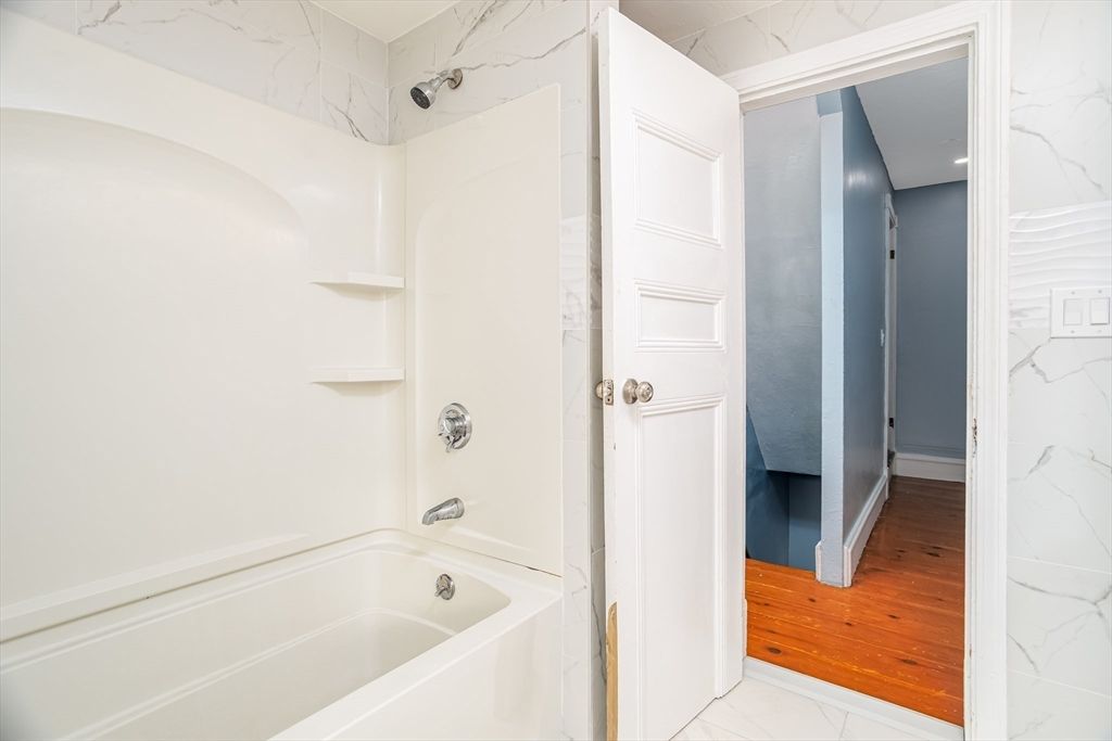 Bathroom, Interior, Marble, Marble Walls, Wood Texture Flooring