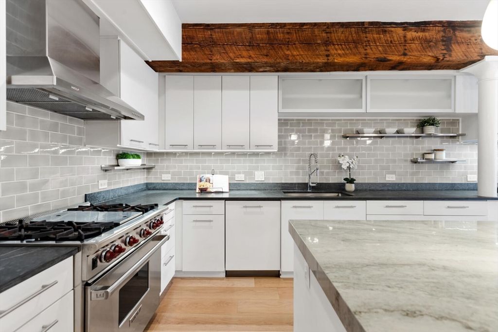 Interior, Kitchen, Stainless Steel Appliances, Wood Texture Flooring