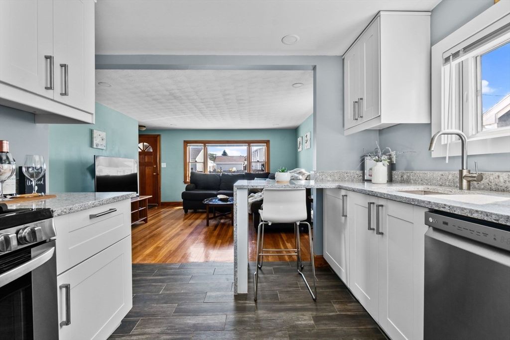 Interior, Kitchen, Living room, Recessed Lighting, Stainless Steel Appliances, Wood Texture Flooring