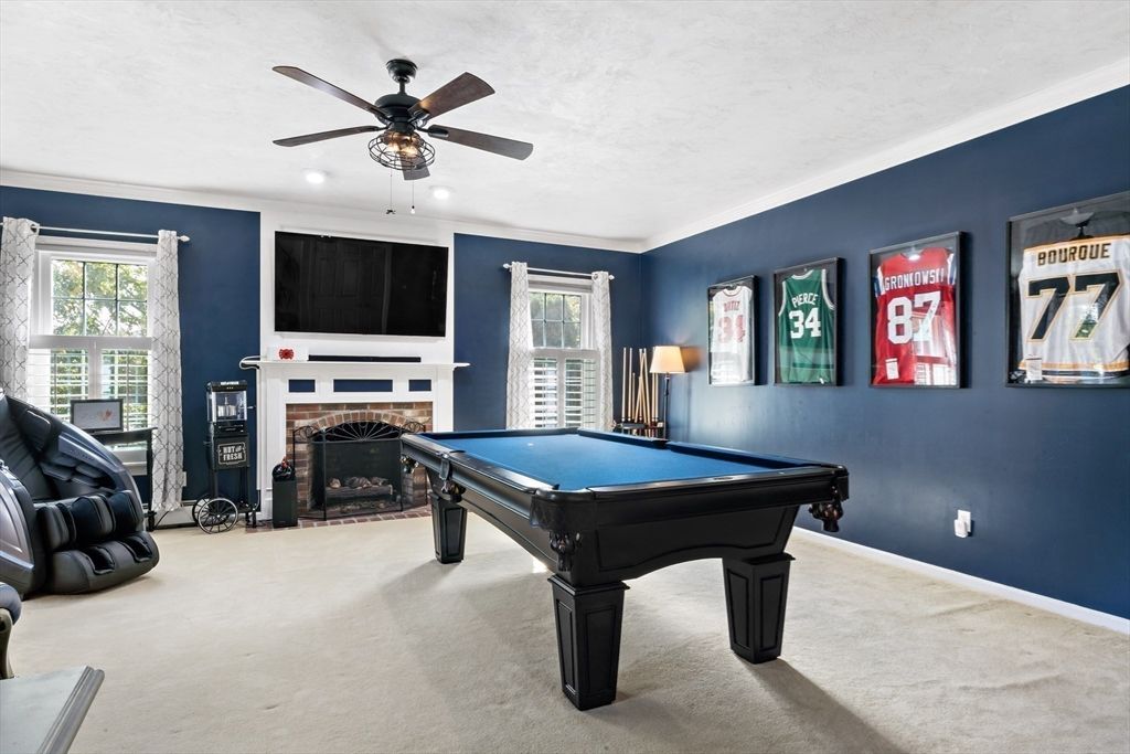 Billiard Table, Fireplace, Game Room, Interior