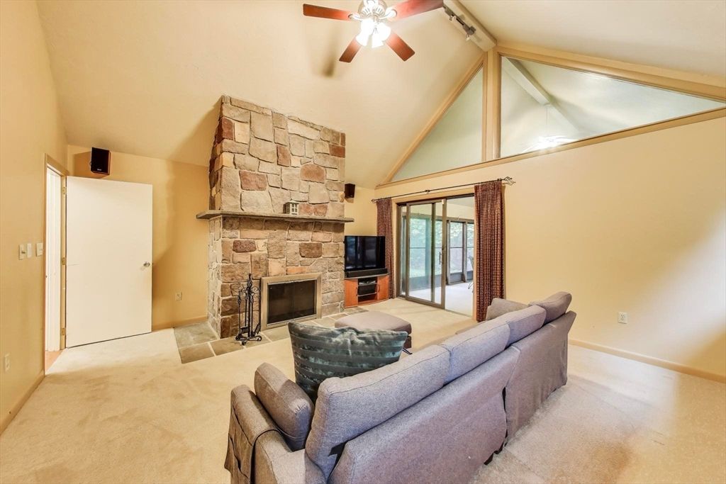 Fireplace, Interior, Living room, Stone Walls