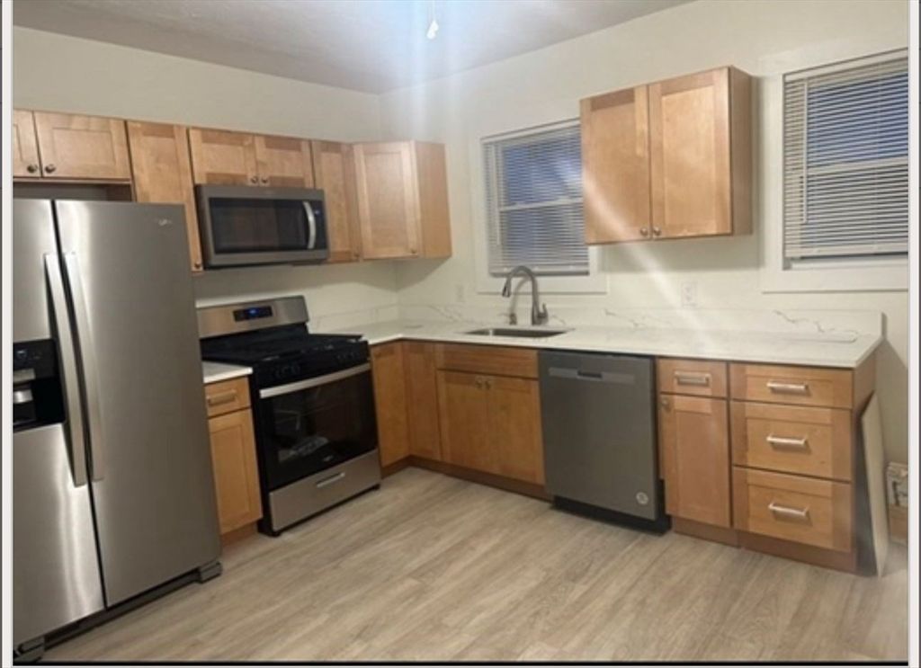 Interior, Kitchen, Stainless Steel Appliances, Wood Texture Flooring