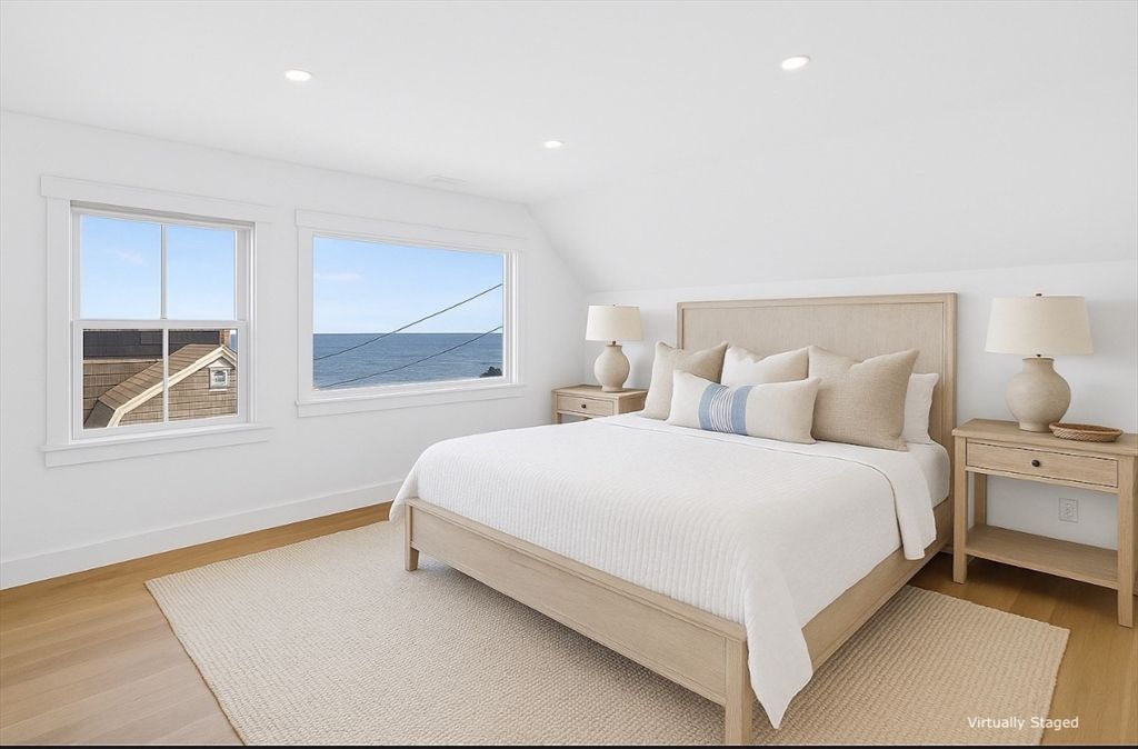 Bedroom, Interior, Recessed Lighting, Water, Wood Texture Flooring
