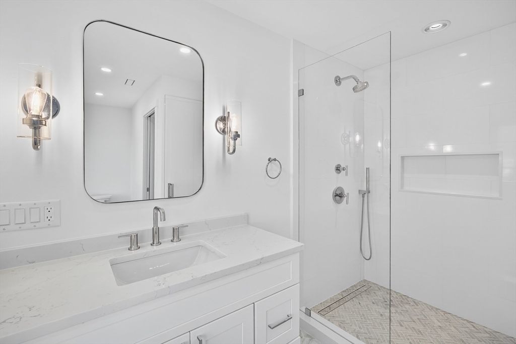 Bathroom, Glass Shower, Interior, Recessed Lighting
