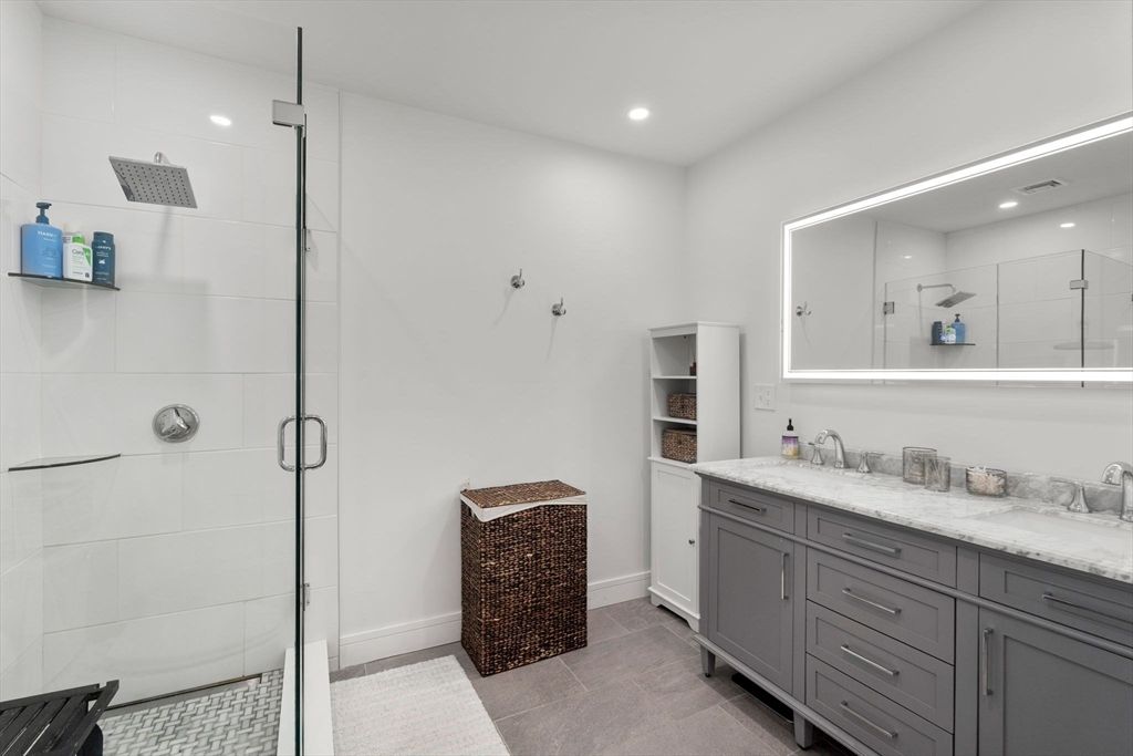Bathroom, Glass Shower, Interior, Recessed Lighting