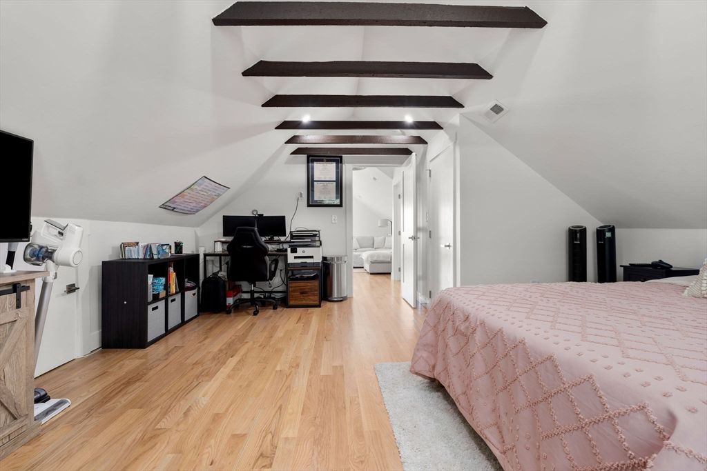 Bedroom, Home Office, Interior, Wooden Beams, Wood Texture Flooring