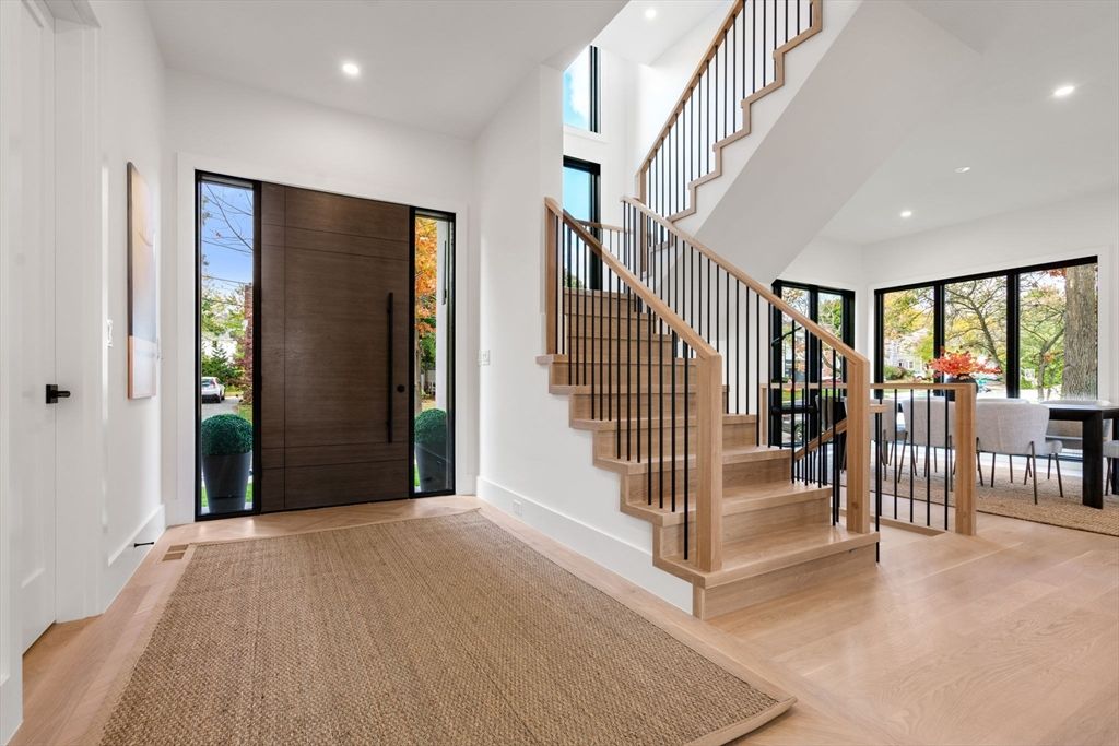 Dining room, Interior, Recessed Lighting, Wood Texture Flooring