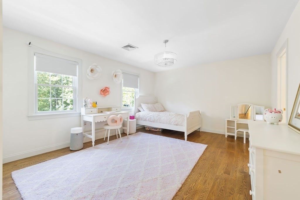 Bedroom, Chandelier, Home Office, Interior, Wood Texture Flooring