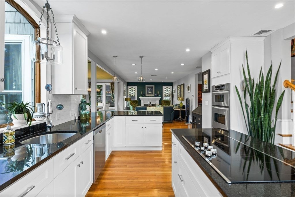 Interior, Kitchen, Living room, Pendant Lights, Recessed Lighting, Stainless Steel Appliances, Wood Texture Flooring