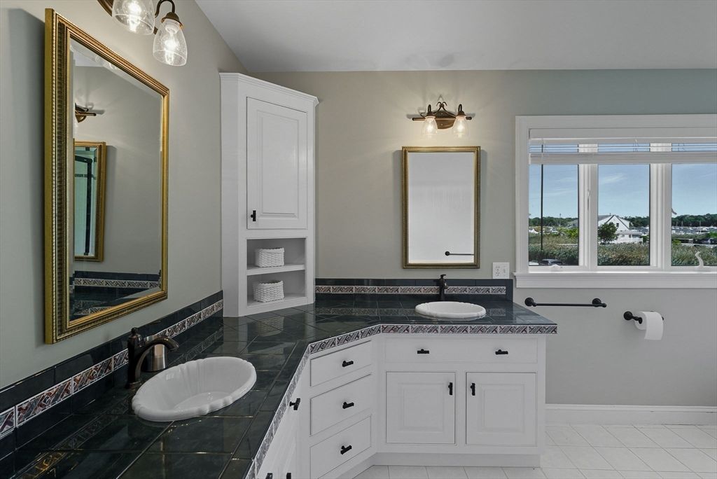 Bathroom, Dual Sink Vanities, Interior, Tile Countertops
