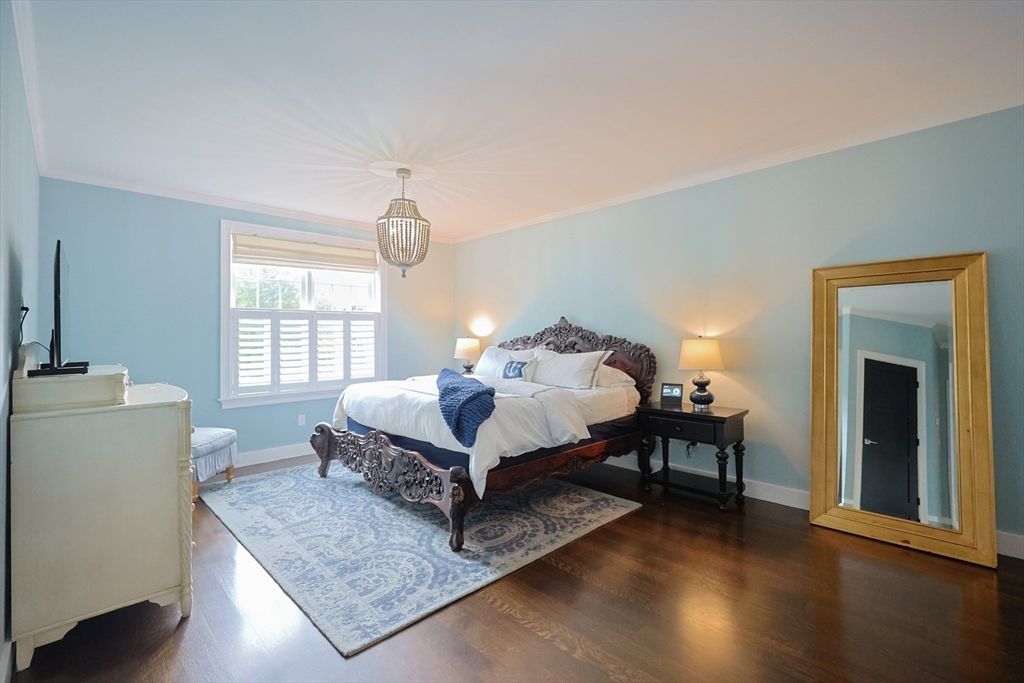 Bedroom, Interior, Pendant Lights, Wood Texture Flooring