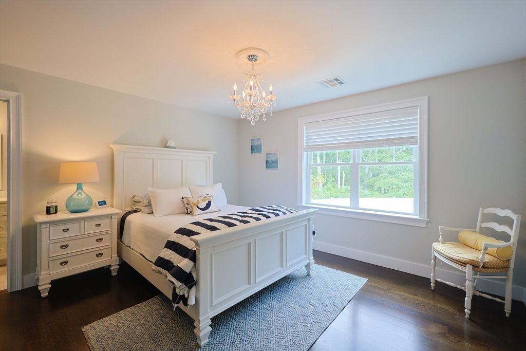 Bedroom, Chandelier, Interior, Wood Texture Flooring