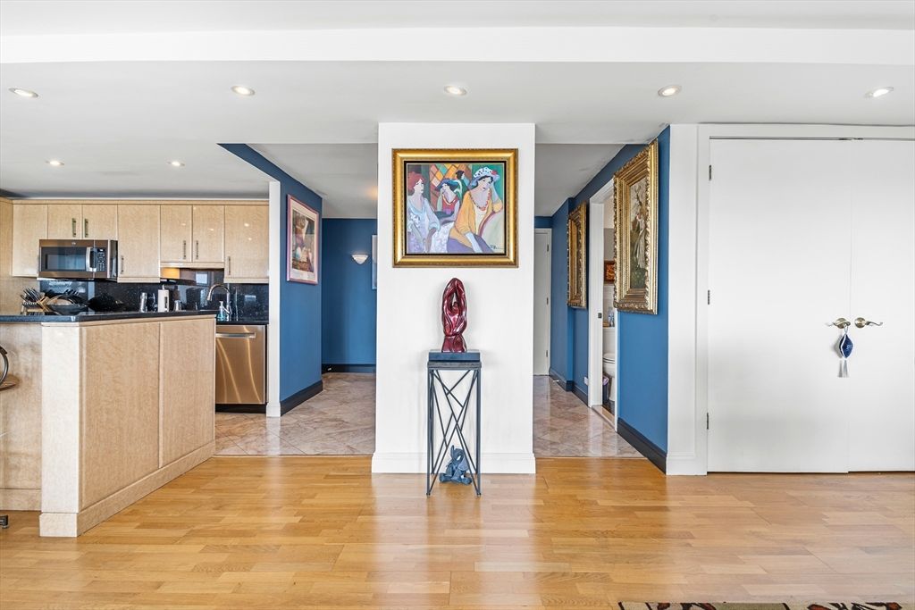 Interior, Kitchen, Recessed Lighting, Wood Texture Flooring