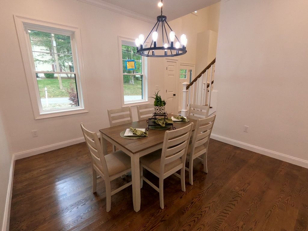Chandelier, Dining room, Interior, Wood Texture Flooring