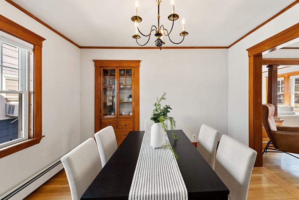 Chandelier, Dining room, Interior, Wood Texture Flooring