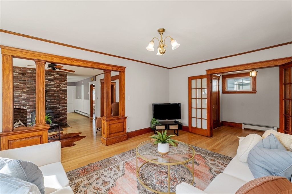 Interior, Living room, Stone Walls, Wood Texture Flooring