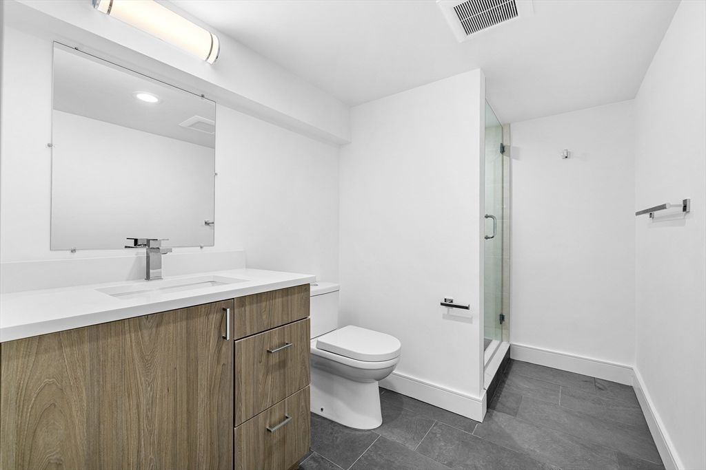 Bathroom, Glass Shower, Interior, Recessed Lighting
