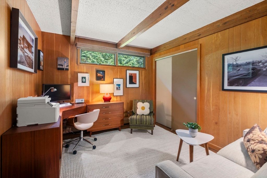 Home Office, Interior, Wooden Beams, Wooden Walls