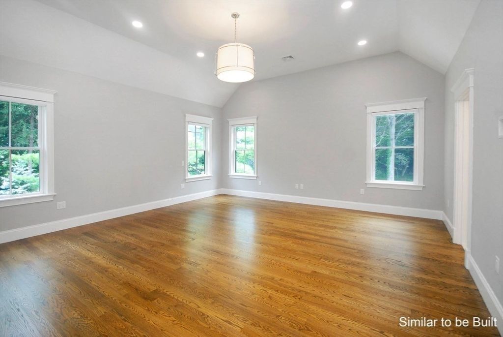 Empty room, Interior, Pendant Lights, Recessed Lighting, Wood Texture Flooring