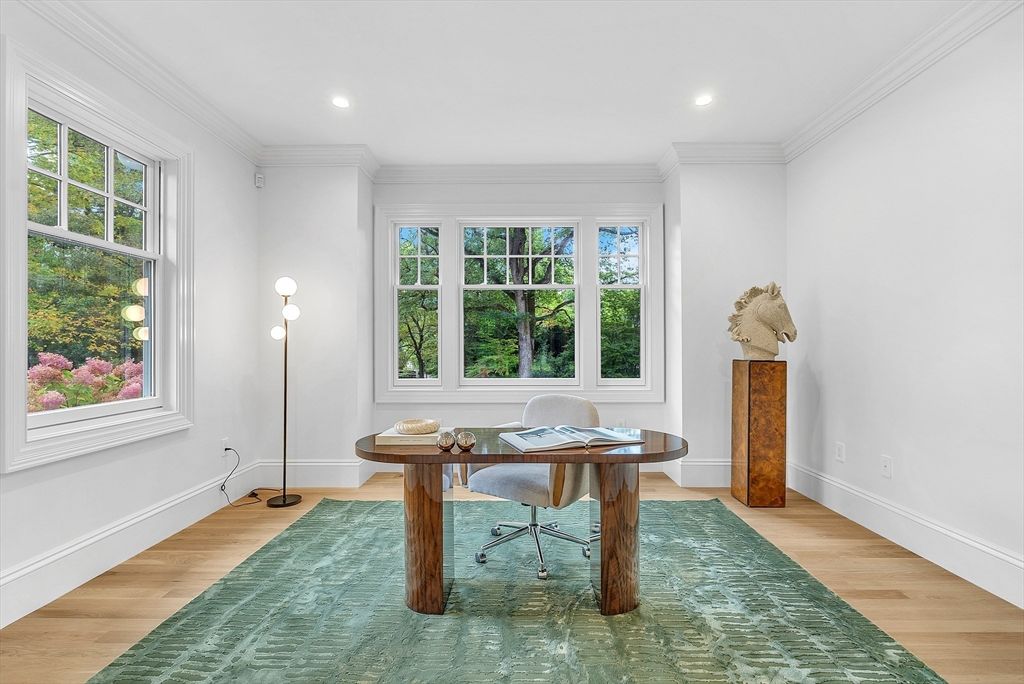 Home Office, Interior, Recessed Lighting, Wood Texture Flooring