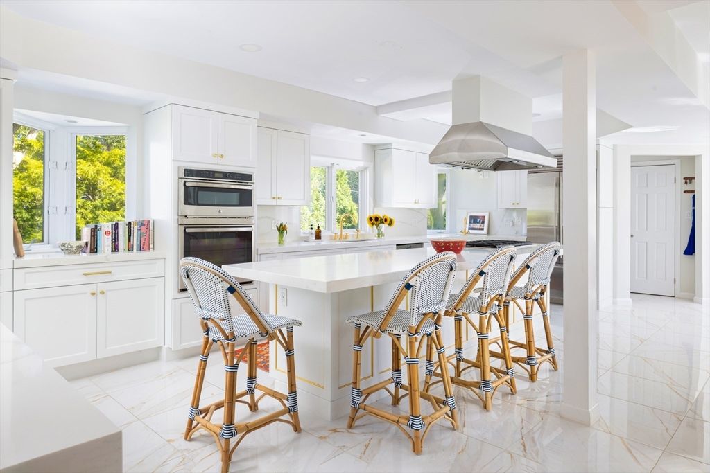 Interior, Kitchen, Marble, Recessed Lighting, Stainless Steel Appliances
