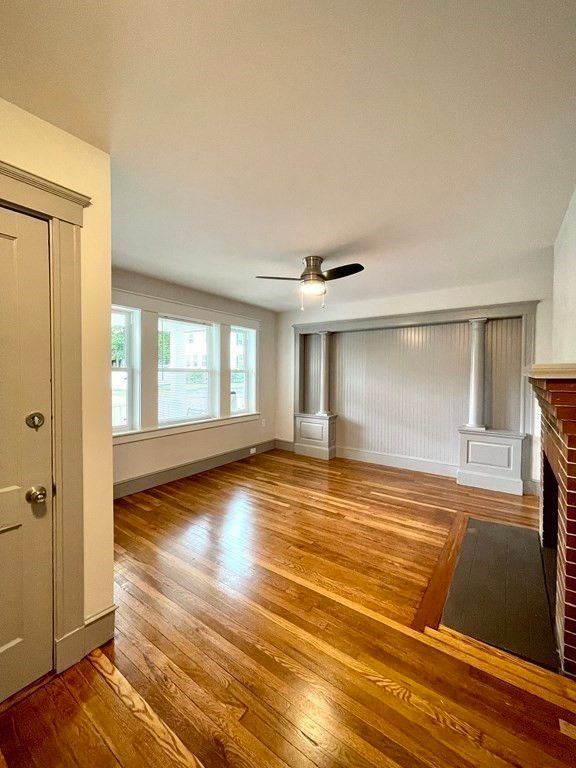 Empty room, Fireplace, Interior, Wood Texture Flooring