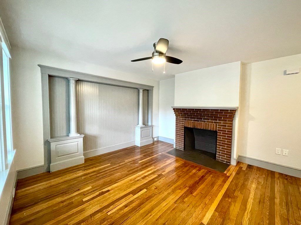 Empty room, Fireplace, Interior, Wood Texture Flooring