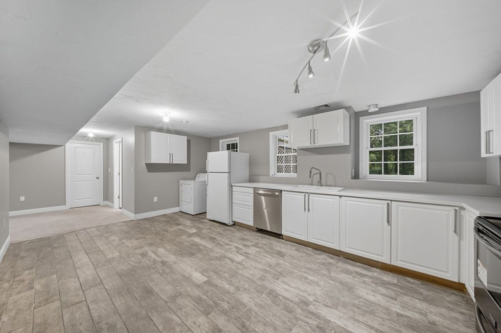 Interior, Kitchen, Stainless Steel Appliances, Wood Texture Flooring