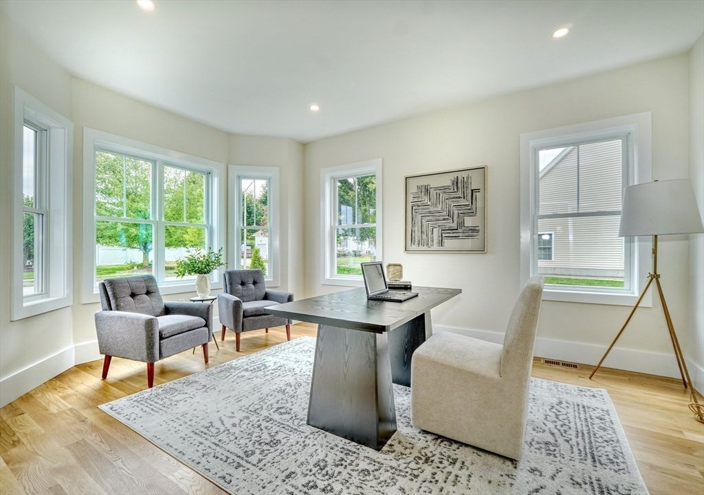 Home Office, Interior, Recessed Lighting, Wood Texture Flooring