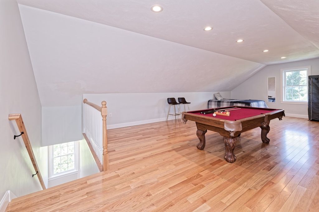 Billiard Table, Game Room, Interior, Recessed Lighting, Wood Texture Flooring