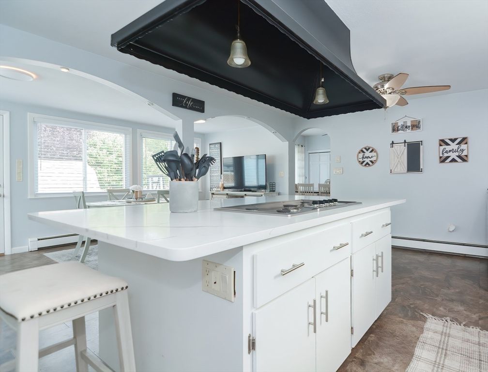 Interior, Kitchen, Pendant Lights, Recessed Lighting, Wood Texture Flooring