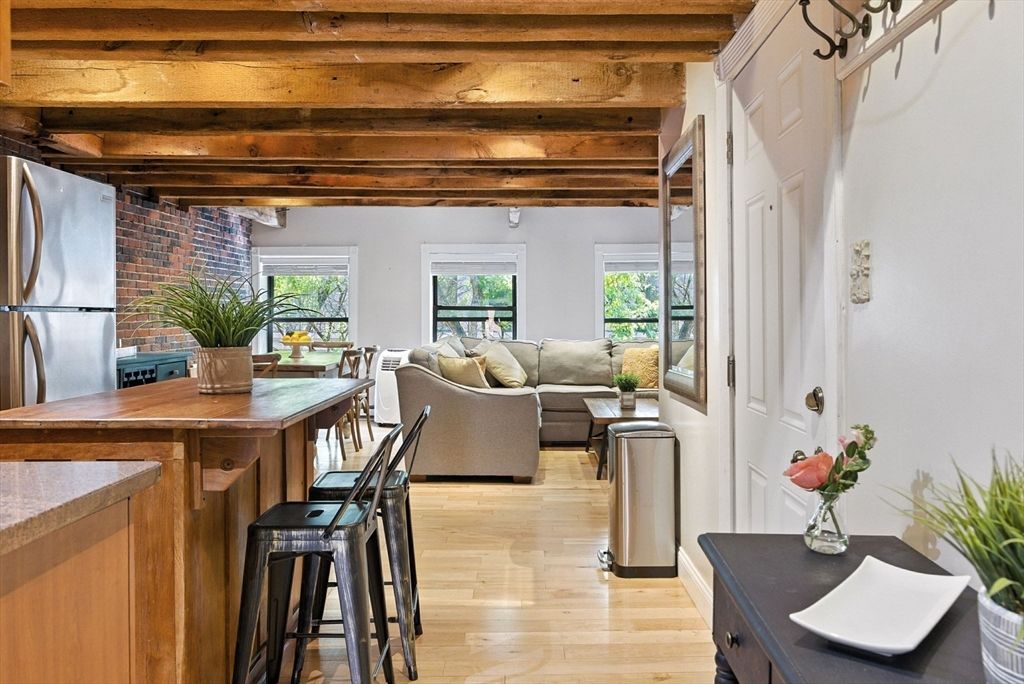 Interior, Kitchen, Living room, Stone Walls, Wooden Beams, Wood Texture Flooring