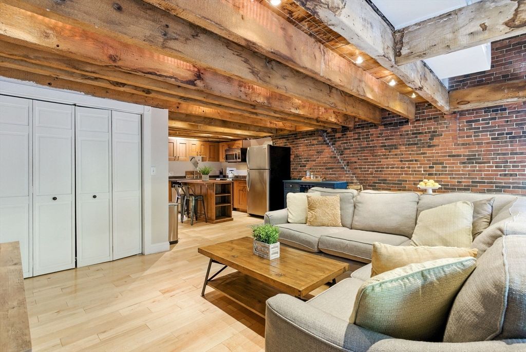 Interior, Kitchen, Living room, Stone Walls, Wooden Beams, Wood Texture Flooring