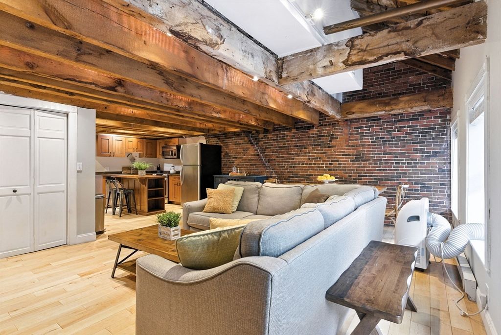 Interior, Kitchen, Living room, Stone Walls, Wooden Beams, Wood Texture Flooring