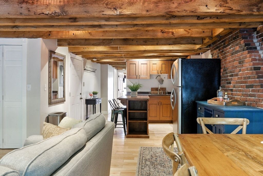 Interior, Kitchen, Living room, Stone Walls, Wooden Beams, Wood Texture Flooring