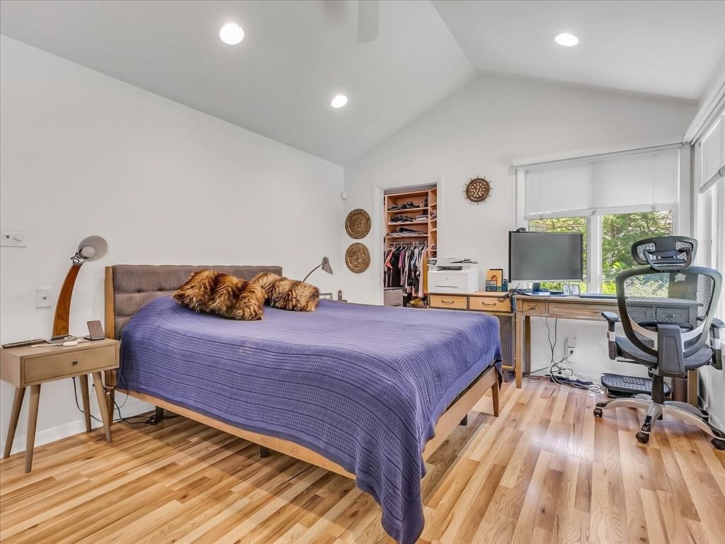 Bedroom, Home Office, Interior, Recessed Lighting, Wood Texture Flooring