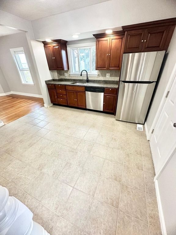 Interior, Kitchen, Stainless Steel Appliances, Wood Texture Flooring