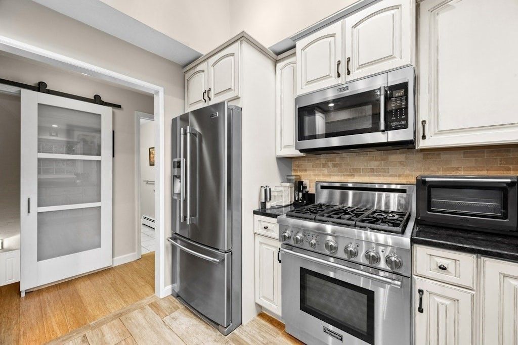 Interior, Kitchen, Stainless Steel Appliances, Wood Texture Flooring