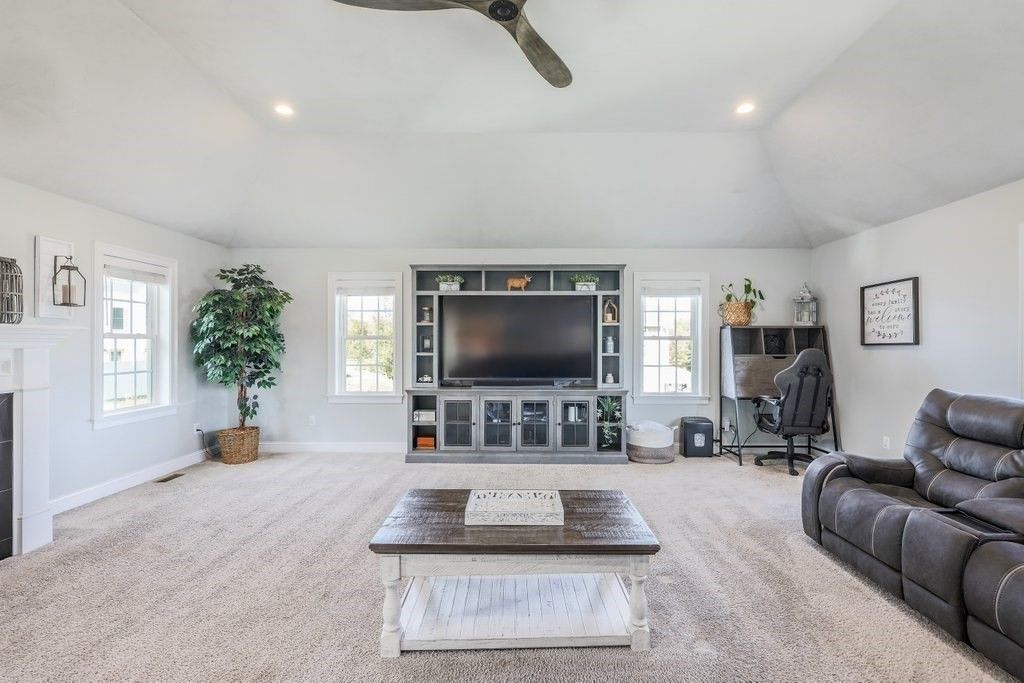 Fireplace, Home Office, Interior, Living room, Recessed Lighting