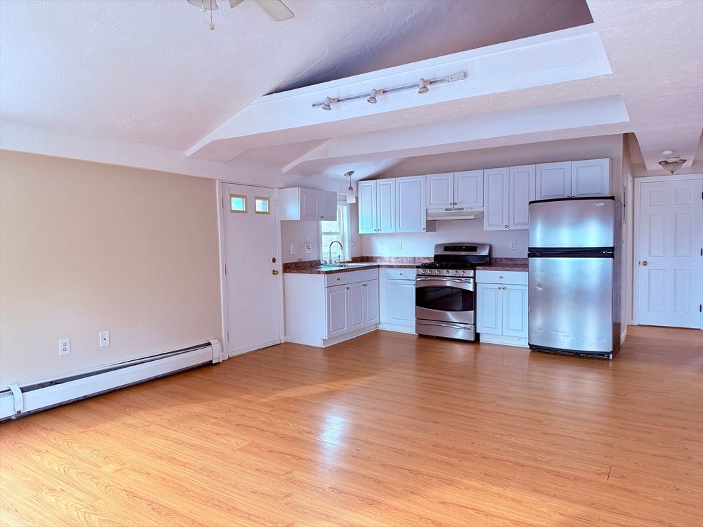 Interior, Kitchen, Stainless Steel Appliances, Wood Texture Flooring