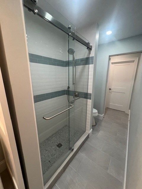 Bathroom, Glass Shower, Interior, Recessed Lighting
