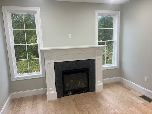 Fireplace, Interior, Wood Texture Flooring