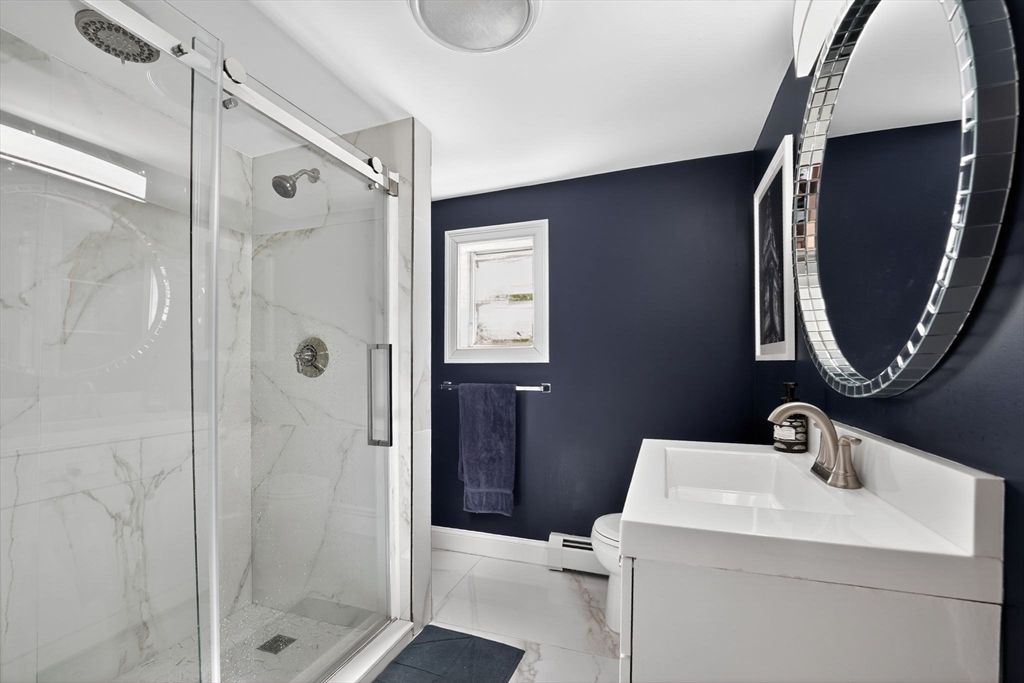 Bathroom, Glass Shower, Interior, Marble Walls