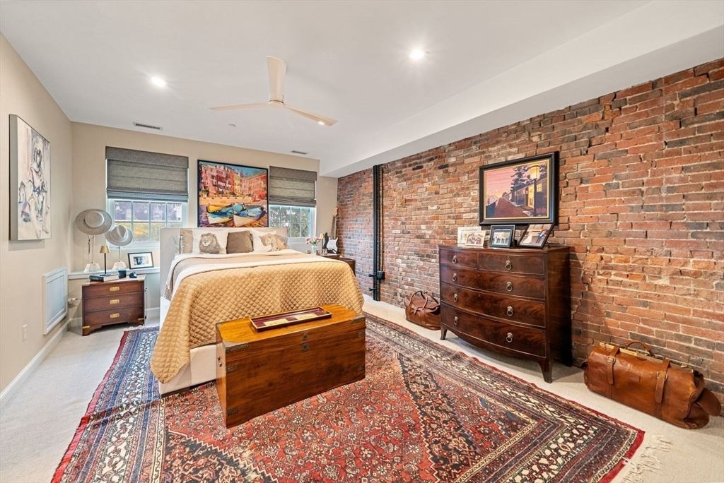 Bedroom, Interior, Recessed Lighting, Stone Walls