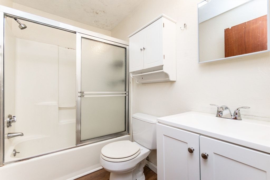 Bathroom, Glass Shower, Interior, Wood Texture Flooring