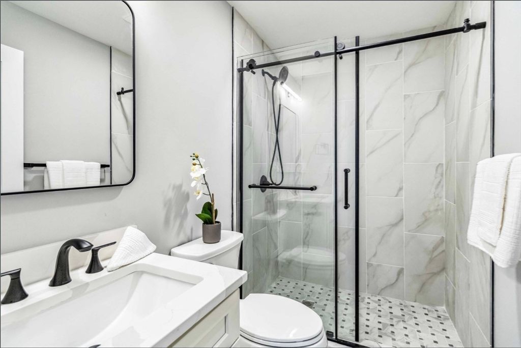 Bathroom, Glass Shower, Interior, Marble Walls