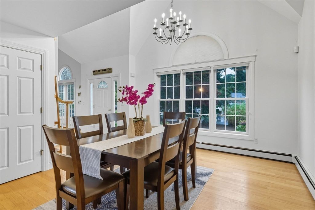 Chandelier, Dining room, Interior, Wood Texture Flooring